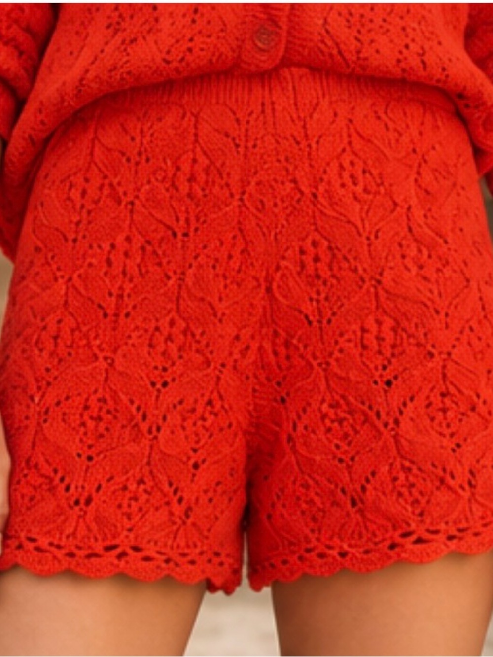 Sezane Coral Liliana Knit Shorts